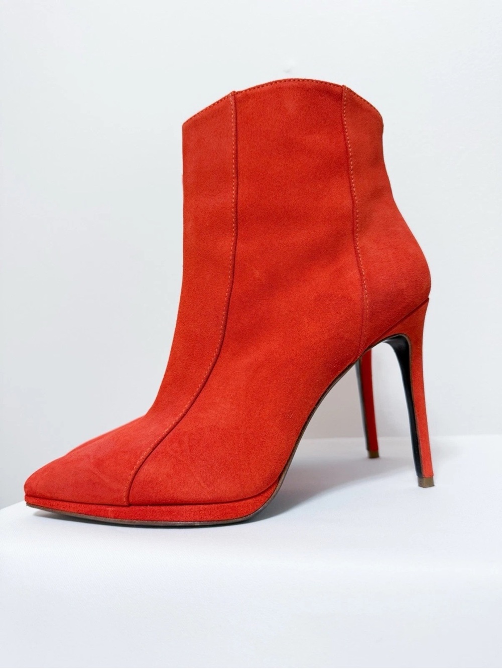 Sz 40 US 9 🇮🇹 Made In Italy Dondup Suede Boots Red Orange Ankle Heel Stiletto